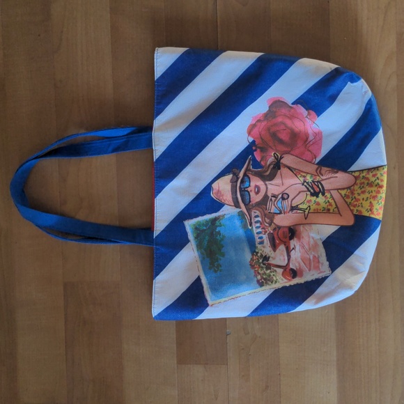 Fashion Tote Bag Postcard Stripes - Picture 1 of 4